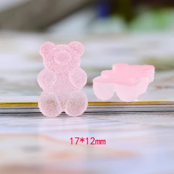 100Pcs Kawaii Gradient Bære Fladskærms Tilbage Harpiks Cabochonslebet Simulering Gummy Bear Slik For Telefonen Udsmykning DIY Smykker at Gøre Håndværk
