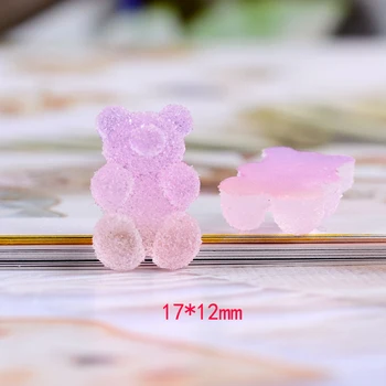100Pcs Kawaii Gradient Bære Fladskærms Tilbage Harpiks Cabochonslebet Simulering Gummy Bear Slik For Telefonen Udsmykning DIY Smykker at Gøre Håndværk