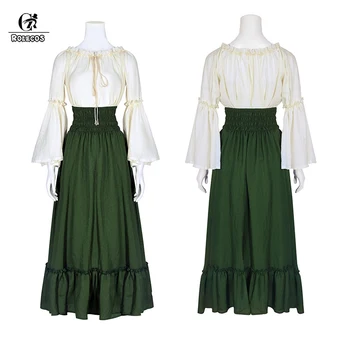 ROLECOS Middelalder Kostume Lang Nederdel Renæssance Bluse Kostumer Victorianske Aften Outfit Elegant Sommer, Efterår