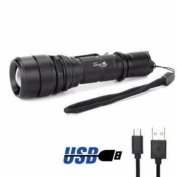 UltraFire UF-6880 USB-Lommelygte højtydende Håndholdte Søgelys Zoomable torchCREE XM-L2 LED 1000LM vandtæt Lommelygte