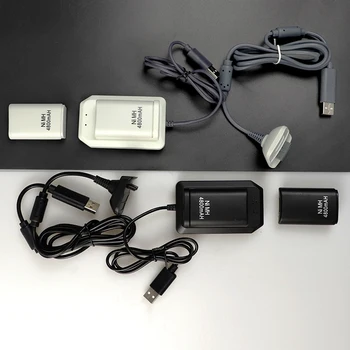 Genopladeligt Batteri + USB-Oplader, Kabel-Pack til XBOX 360 Wireless Controller EM88