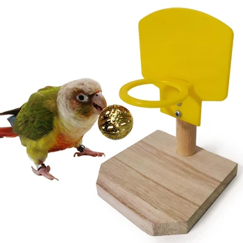 Parrot Mini Kurv Pædagogisk Legetøj Fugl Puslespil Uddannelse Intelligence Development Toy Basketball Rack Med Bolden Fugl Toy