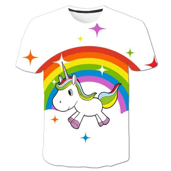 Børn Tøj Unicorn t-shirt Piger Shirts Baby Drenge Tøj Tegnefilm 3D-T-shirts Pige Toppe Teenager Sommeren Korte Ærmer