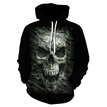 Kranium-hoved ikke-mainstream mænd hoodie sweatshirt, 3D printet sjove hip-hop hoodie roman streetwear hoodie falde sportstøj