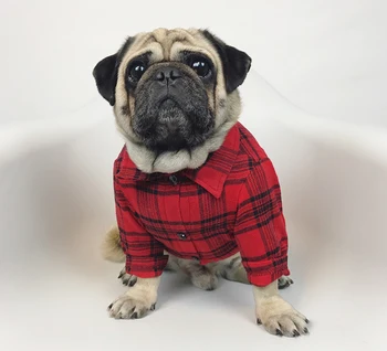[MPK Butik] Ny Design-fransk Bulldog-Shirt, Rød Ternet Skjorte til Mopper, Bulldogs, Cool ud, Dog om Sommeren Slid
