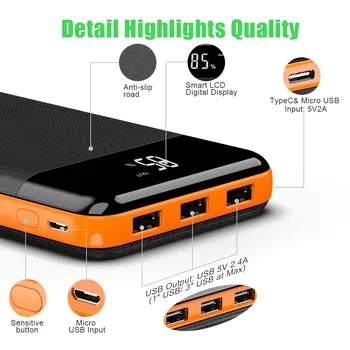 25000mAh Power Bank PowerBank Høj Kapacitet Ekstern Batteri Oplader til iPhone X Xr Xs antal 11 12 Pro Samsung, Huawei P30 Mate30p