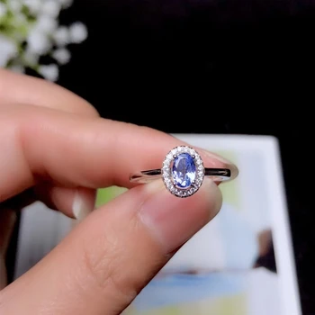 Oval Cut 6*4mm Naturlige Tanzanit Gemstone Ring Massiv 925 Sterling Sølv Ringe For WomenWedding Engagement Band Fine Smykker