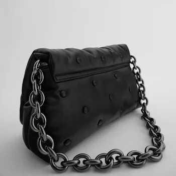 SOUTHLAND Fashion designer tasker kæder kvinder skuldertasker sort læder messenger bag kvindelige håndtasker stor kapacitet totes