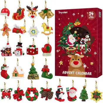 Toyvian julekalender med 24PCS Hængende Ornamenter Jul Nedtælling Kalender Part Favoriserer for Xmas Ferie Indretning