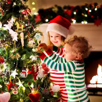 Toyvian julekalender med 24PCS Hængende Ornamenter Jul Nedtælling Kalender Part Favoriserer for Xmas Ferie Indretning