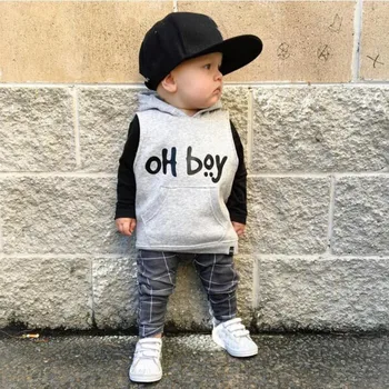 Baby boy tøj bogstaver påtrykt lange ærmer t-shirt+bukser spædbarn sæt 2stk nyfødte baby drenge tøj sæt
