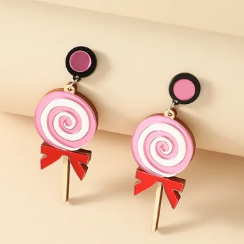 Overdimensionerede Geometri Slikkepind Øreringe til Kvinder Pink Akryl Lange Hængende Sjove Øreringe, Mode, Unikke Kreative Earings Smykker