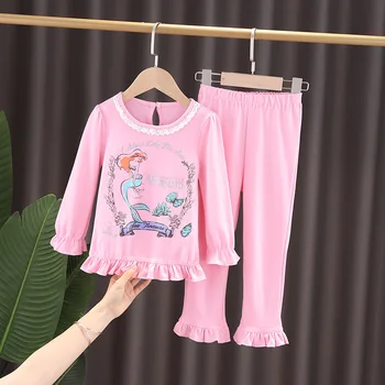 Efteråret New Girl ' s Homewear Sæt børnenes Tegnefilm Bomuld Pyjamas Børn Nattøj Piger Pyjamas Sæt Kjole til Piger 3-8