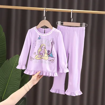 Efteråret New Girl ' s Homewear Sæt børnenes Tegnefilm Bomuld Pyjamas Børn Nattøj Piger Pyjamas Sæt Kjole til Piger 3-8