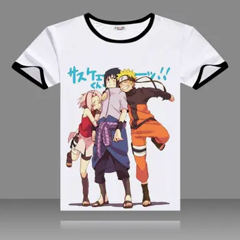 2017 Anime Naruto Cosplay T-shirts, Sorte O-Hals, Korte Ærmer Uchiha Sasuke Print Skjorte Kakashi Mænd Topper Sommer Mode Tees