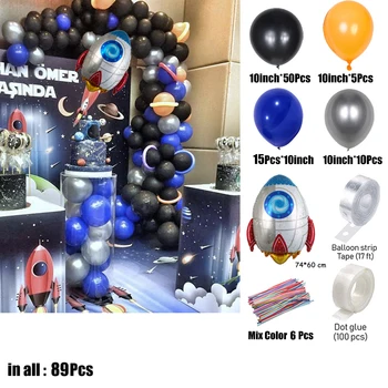 89pcs Astronaut Raket Folie Balloner Ydre Rum Part Decors Globos For stjernehimmel Tema fødselsdagsfest Dekoration Børn Favors
