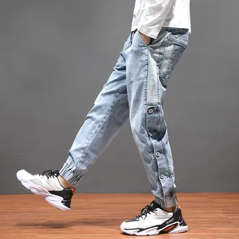 Foråret efteråret 2020 Harem jeans mænds brand lige løs forstand bred ben studerende teenagere koreanske vilde elastisk talje bukser
