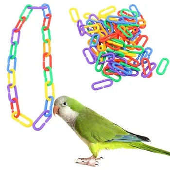 Parrot Kæde Legetøj DIY Materiale 100Pcs/Set Plast C-klip Kroge Bird Bite Tyggelegetøj fuglebur Tilbehør C-links Papegøje Fugl Toy