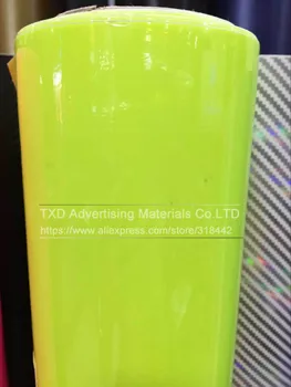 Premium-Bil Styling Blank Fluorescerende Gul Vinyl Klistermærke Blank Fluorescerende gul Vinyl Wrap Selvklæbende Mærkat