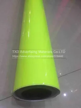 Premium-Bil Styling Blank Fluorescerende Gul Vinyl Klistermærke Blank Fluorescerende gul Vinyl Wrap Selvklæbende Mærkat
