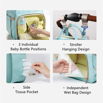 BC Babycare Vandtæt Ble Taske med Stor Kapacitet Arrangør Mor Rygsæk Mode Udendørs Rejse Isoleret Klapvogn Ble Taske