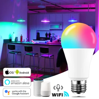 15W WiFi Smart Pære B22 E27 LED RGB Lampe Arbejde med Alexa/Google Startside 85-265V RGB - +Hvid, Dæmpbar Timer-Funktionen Magic Pære