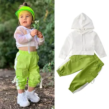 Pudcoco Toddler Baby Pige Sommer Tøj Net Hætteklædte T-Shirt, Toppe, Bukser Outfit Børn Piger Casual Træningsdragter 1-6T