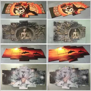 HD trykte 5 stykke Lærred Kunst Egyptiske Pyramide Maleri Solnedgang Væg Billeder til Stue Indretning Gratis Fragt CU-3216C