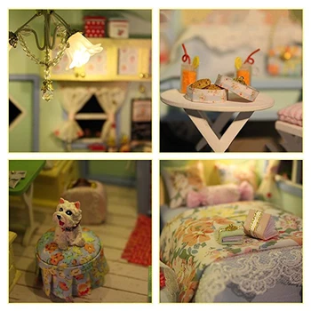 DIY Dukke Hus, Træ-dukkehuse Miniature dukkehus Møbler Kit Legetøj til Børn Gave at rejse i Tiden Dukke Huse A-016