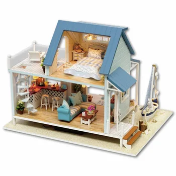 Julegaver Big Doll House Møbler Diy Miniature Træ-Miniaturas Dukkehus Legetøj til Børn i Fødselsdagsgave