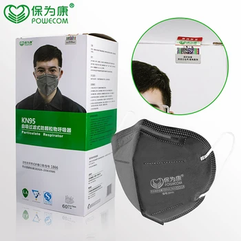 Ansigt Maske, Filter, Anti Støv Maske Beskyttende KN95 Maske Åndbar Ansigt, Mund Maske Ventilation Masque Anti-Fog Voksen Sorte Masker