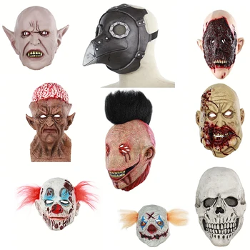 Halloween Horror Grimasse, Ghost Maske Skræmmende Zombie Emulsion Hud med Hår Klovn Maske Forfærdelige Dæmon Voksen Klovn Djævelen Flamme Maske