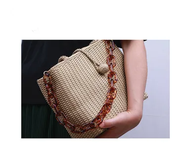 2017 sommeren nyt design Akryl kvinder håndtasker rem Tyk kæde til poser L Skulder Strop Bag Kæder Leopard Plast Harpiks Kæde