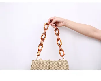 2017 sommeren nyt design Akryl kvinder håndtasker rem Tyk kæde til poser L Skulder Strop Bag Kæder Leopard Plast Harpiks Kæde