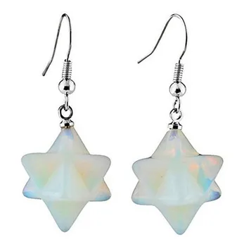 100-Unik 1 Par Etnisk Stil Stjerne Form Dingle Øreringe Til Elegante Kvinder Opalite Opal Forsølvede Smykker