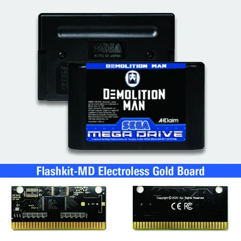 Demolition Man - EUR Label Flashkit MD ikke-elektrolytisk Guld PCB-Kort til Sega Genesis Megadrive spillekonsol