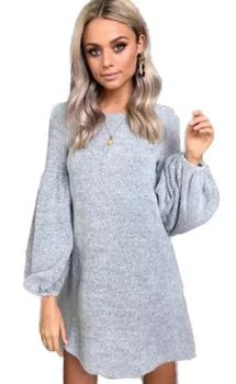 Efterår Og Vinter Kvinder ' s Nye Strikkede Sweater Kjole Soild Farve Mode Kvinde Varm Kjole Til Kvinder