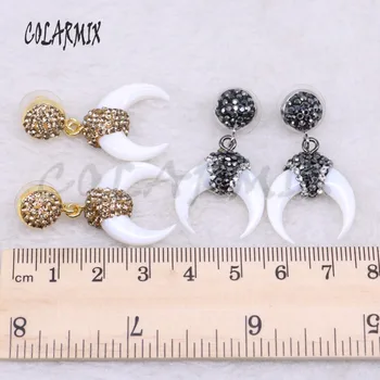 5 Par Naturlige hvidt shell sten øreringe halvmåner form druzy øreringe dråbe øreringe smykker øreringe engros smykker 3931