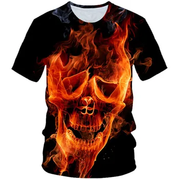 Dreng Pige 3D-Print Farverige Brand Kraniet Punk Style T-shirt Børn, Kort Ærme Hip-Hop T-shirt 2020 Sommer Toppe Cool Børn Tshirt