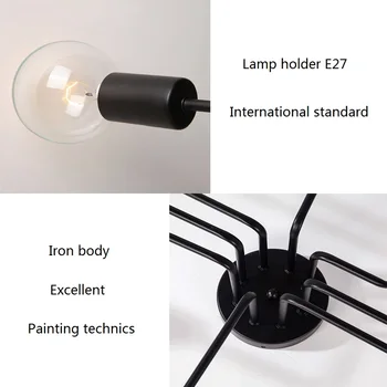 LED Lysekrone lysarmaturer Glans Vintage-Led-Lampe Industrielle Køkken Stue Sort Avize Moderne Plafonnier Nat Lampe