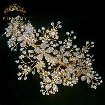 Nye Luksus Krystal Sølv/Golden Tiara Krone Større Skræddersyede Rhinestones Royal Queen Prinsesse Festspil Part Crown Brudepiger