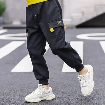 Ny 2020-Drenge Bukser Foråret Efteråret Bomuld Børn Cargo Bukser Solid Farve Teen Tøj Drenge Casual Stor Dreng Bukser med Lommer