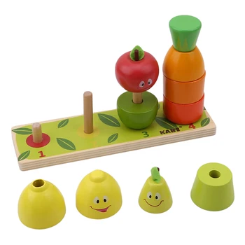 Træ-Pædagogiske Blok Toy Frugt Form Farverige Sorter Stabling Spil Montessori Byggesten Toy Gave Til Baby, Børn
