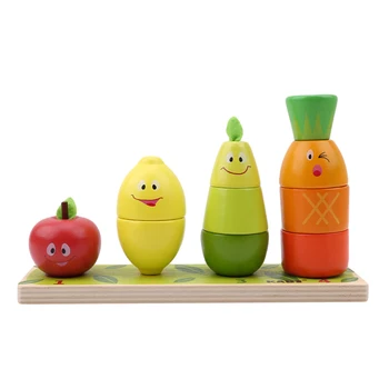 Træ-Pædagogiske Blok Toy Frugt Form Farverige Sorter Stabling Spil Montessori Byggesten Toy Gave Til Baby, Børn