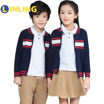 LINLING Børn Uniform Barn Lange Ærmer Skole Uniform Britiske Børns Skole Wear Primære Studerende Class Tøj V235