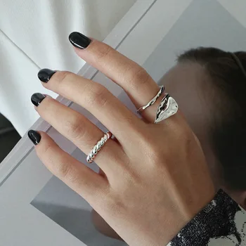 S'STEEL koreanske Ringe 925 Sterling Sølv For Kvinder Minimalistisk Twist Guld Åbning Ring Anillos De Plata 925 De Ley Mujer Smykker