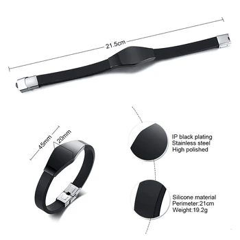 Vnox Mænds Stilfulde Frimurer Sort Silikone Armbånd med Anti Allergi Rustfrit Stål Tilpasset Gravere ID-Tag Smykker