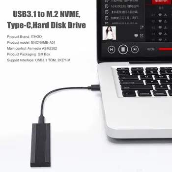 NVME M. 2 Kabinet Fuld Aluminium TYPE-C 3.1 Mobile HDD Box HDD Tilfælde af TYPE C 3.1 ASM2362 m.2 USB3.1 PCIE SSD til PCI-E TYPEC SSD-Sag