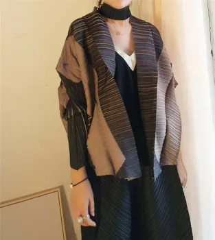 Miyake 2020 efteråret jakke til kvinde langærmet jakke sjal cardigan tynde afsnittet løs flagermus ærme bolero kort pels TP7046