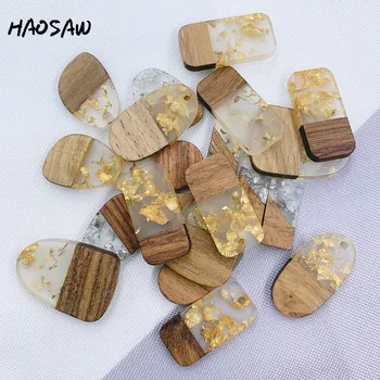 HAOSAW Vælge 6stk/Masse Semi Harpiks, Træ/Multi Design/Guld Sølv Glittler Harpiks/DIY smykkefremstilling/Håndlavet/Øreringe Resultater